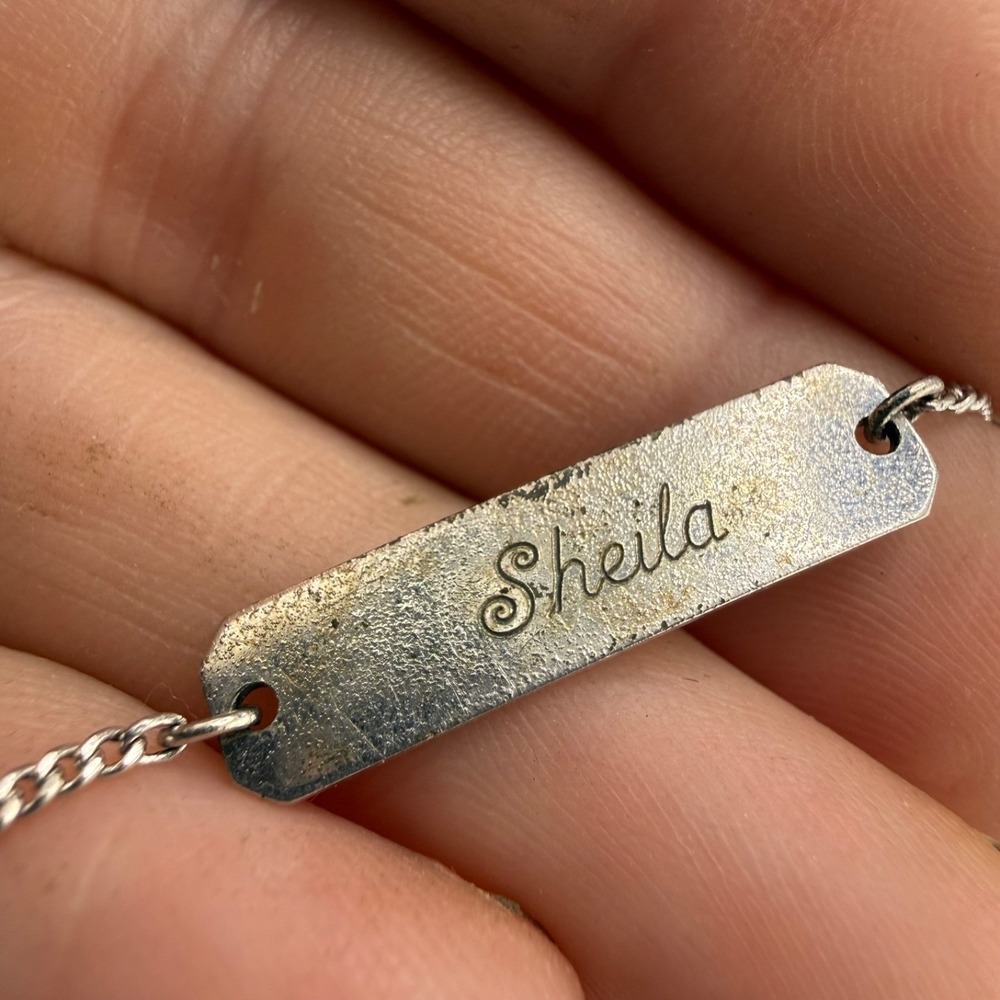 Vintage Sterling Silver ID Bracelet Engraved Front and Back 9”